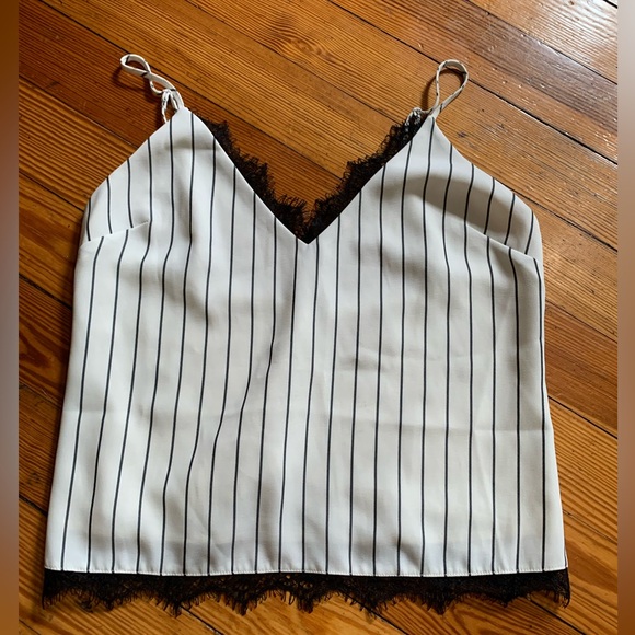 Wayf Black and White Striped Crop Camisole - Picture 3 of 9